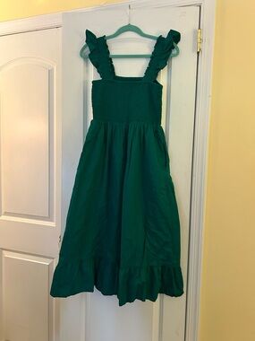 THE DROP Emerald Green Ruffle Strap Sundress